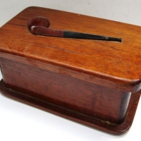 Handmade tobacco box with 3d pipe on lid - Sold for $25 - 2016