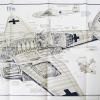 Lge fold out original WWII diagram poster of a Heinkel HE-III - marked to margin drawn & reproduced by 21 Aust Field Survey Coy RAE 10Jan,1942 (from A - Sold for $87 - 2016