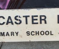 Lot 154 - Vintage 'Doncaster Park Primary School 4861' original tin sign with applied lettering - approx 295x1285cm