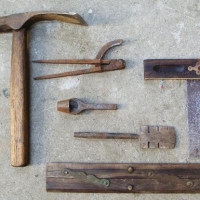 Lot 263 - Group lot tools incl - hand adze, saw set, parallel rule etc