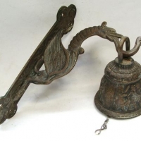 Lot 333 - Vintage brass bell & bracket - w Gryphon