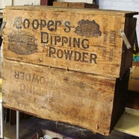 Lot 92 - 2 x Wooden Coopers sheep dipping powder boxes