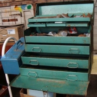 Lot 98 - 2 x Vintage steel tool boxes incl - rota