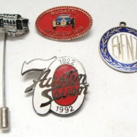 Small group lot of motoring badges incl Austin Seven, Bugatti, etc - Sold for $31 - 2016