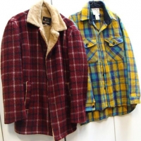 2 x Vintage Men's CHECK Print Woolen Jackets - Fab maroon, black & white 'Batex Melbourne' LUMBER Jacket w Wool Lining size 36 + Outback Australian Ma - Sold for $31 - 2016