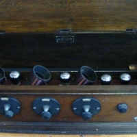 Vintage Astor coffin valve radio in oak case - Sold for $124 - 2016
