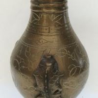 Vintage Chinese bronze vase with applied fish decoration - Sold for $25 - 2016