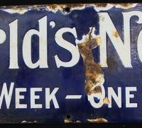 1920s Enamel sign World's News   - Every Week one penny -  45cms  W - Sold for $348 - 2016