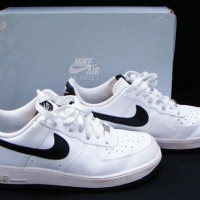 Nike Air 'Airforce 1' remake white leather runners in near new condition, size US 95 - Sold for $50 - 2016