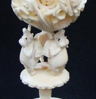 Vintage ivory puzzle ball on elephant stands af to trunk - Sold for $37 - 2016