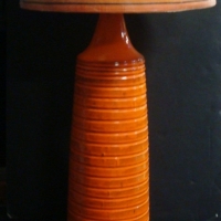 Large 1960's Orange Italian table lamp with orange shade  - approx h102cm - Sold for $161 - 2016