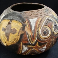 1970s PNG Middle Sepik Sawa people Kamana pottery bowl - approx h 18cm - Sold for $37 - 2016