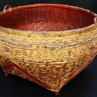 Burmese woven gilt basket - approx h 17 cm - Sold for $31 - 2016