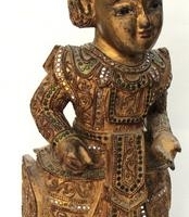 Gilt Burmese carved wooden Temple figure - approx h 60cm - Sold for $62 - 2016