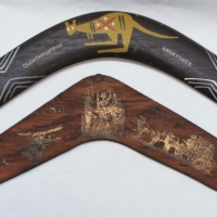 2 x Vintage boomerangs incl - Melbourne Centenary 1938 - Sold for $68 - 2016