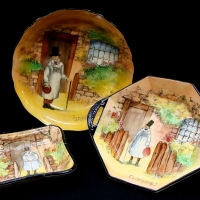 3 x vintage Royal Doulton series ware  'Gaffers' cabinet plates or dishes, various shapessizes all stamped D4210 - Sold for $124 - 2016