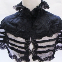 Early Victorian Ladies black embroidered, lace mourning shoulder cape - Sold for $75 - 2016