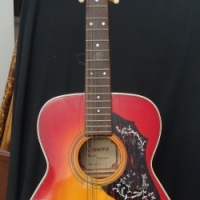 Vintage c1970's CANORA Acoustic Guitar w Sunburst body - Sold for $50 - 2016