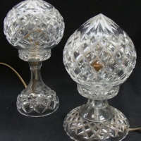 2 x 1940's diamond cut crystal boudoir lamps - approx 20cm H - Sold for $62 - 2016