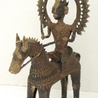 Vintage Bronze Indian god riding horse - Orissa province - Sold for $43 - 2016