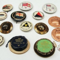 Group of WW1 badges incl The Cheer up Society paper caps, tin hats, HMAS Australia & Comfort Fund badges etc - Sold for $62 - 2016