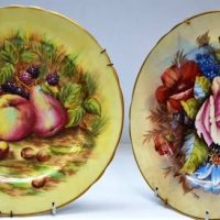 2 x  Aynsley Cabinet plates with Hand painted highlights - One Cabbage rose  Signed J A Bailey - Sold for $56 - 2018