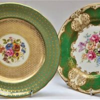 2 x English Cabinet plates with Hand painted floral decoration by Crown Staffordshire and Aynsley - Sold for $37 - 2018