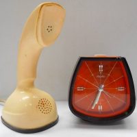 2 x retro items incl cream Ericophone rotary dial Cobra telephone and Rhythm alarm clock - Sold for $50 - 2018