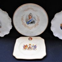 Group of Royalty china incl pair of 1911 Royal Doulton coronation plates , Hanley ware Queen Victoria Diamond Jubilee etc - Sold for $37 - 2018