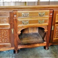 Large Art And Crafts Style Sidboard with 1880s door furniture and Blackwood Top 183cm long - Sold for $50 - 2018
