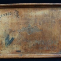 1940s naive Carved drinks tray - RAAF Souvenir  of SFTS Service Flying Training School, Point Cook - Sold for $50 - 2016