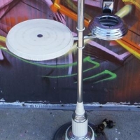 Art Deco chrome and white Bakelite standard lampsmokers table - Sold for $81 - 2016