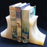 3 x Vintage books and stone bookends  inc - Patrick White 'Eye of the Storm' 1st edit - Sold for $25 - 2016