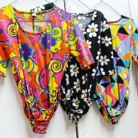 3 x vintage ladies sleeved leotards in fab retro patterns inc - psychedelic, etc - Sold for $37 - 2016