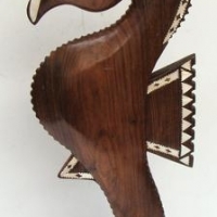 Vintage Solomon islands sea horse carving with inlaid shell - Sold for $31 - 2016