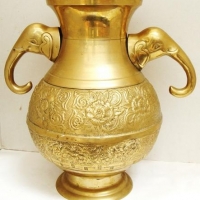 Vintage brass vase with elephant handles - Sold for $35 - 2016