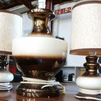 3 x Vintage Australian pottery Ellis style bedside lamps - Sold for $35 - 2016