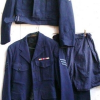 Group lot WW2 RAF Uniforms - 2 x Jackets, pants, shorts - small size - Sold for $75 - 2016