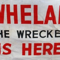 Vintage ' Whelan The Wrecker is Here' flag  sign - Sold for $93 - 2016