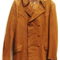Vintage c195060's Men's Woolen winter Coat - Tan colour, Double breasted, 34 length, Original 'CLIFF of Melbourne' Label - medium size - Sold for $50 - 2016
