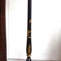 Lot 1 - Vintage gilt and ebonised standard lamp with raised oriental decoration - Sold for $56