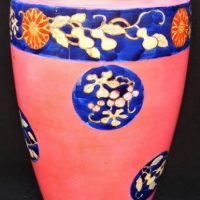 1930s Japanese Porcelain vase - pink glaze with floral decoration - Sold for $31 - 2019
