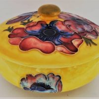 1950s English china, Walter Moorcroft Anemone trinket bowl - yellow ground, stamped to base, approx 15cm D - Sold for $137 - 2019