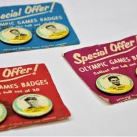 3 x pairs of 1956 Olympic Games Badges on original 'Special Offer' cards - Sold for $75 - 2019