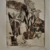 Framed ROBERT LITCHFIELD JUNIPER (1929 - 2012) Etching - GARDEN VIGNETTE - Signed, Dated '08, Titled & Numbered in Pencil on margin - 175x14cm - Sold for $87 - 2019