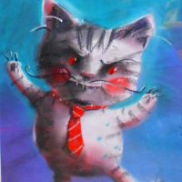 Gilt Framed ANN JAMES ( 1952 - ) Pastel - A SADISTIC KITTY - Signed & Dated NULL04, lower right - 335x255cm - Sold for $286 - 2019
