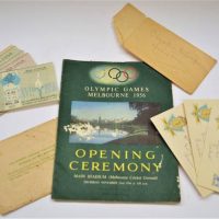 Group lot - 1956 Olympic Games ephemera incl First Day Stamp covers, entry tickets and Opening Ceremony programme - Sold for $31 - 2019