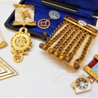 Group lot - Masonic Medals and fobs in Gold and silver - Sold for $112 - 2019