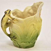 Victorian bisque floral jug with frog handle - Sold for $31 - 2019
