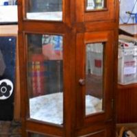 Vintage 6 sided timber and glazed display cabinet - 177cm tall - Sold for $149 - 2019